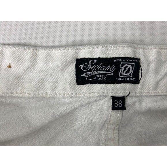 Square Zero Men 38/32 White Jeans Distressed Zipper Urban Wear - Picture 12 of 13